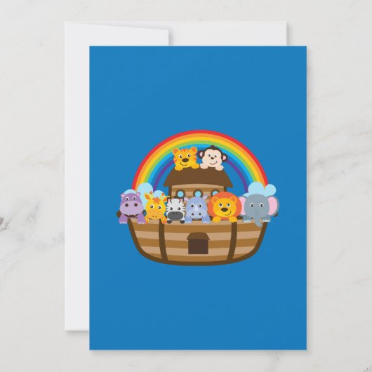 ノアの箱舟（箱舟）の男の子の誕生会 招待状 (裏面)