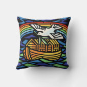 ノアの箱舟、虹、鳩 クッション (裏面)