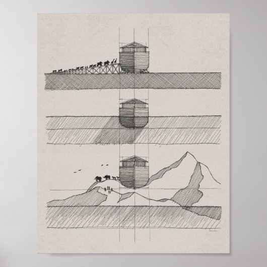 ノアの箱舟 – Bible Art, 航海の Ship Poster ポスター (正面)