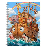ノアの素敵な方舟の冒険 - かわいい動物たちと虹 ノートブック (正面)