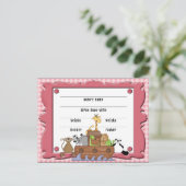 ノアの赤ちゃん女の子誕生証明書はがき ポストカード (スタンド正面)