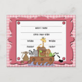 ノアの赤ちゃん女の子誕生証明書はがき ポストカード (正面)