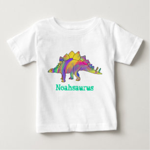 ノアのsaurusのカラフルなステゴサウルスの恐竜の芸術 ベビーTシャツ