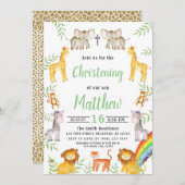ノアアークアニマルレインボーウォーター《キリスト教》洗礼式や命名式 招待状 (正面/裏面)
