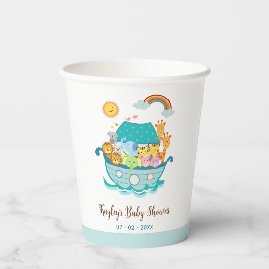 ノアアークベビーシャワーバプテスマ1st誕生日 紙コップ (裏面)