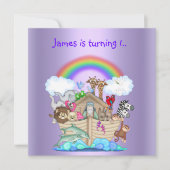 ノアアーク動物の招待パープル2 招待状 (正面)