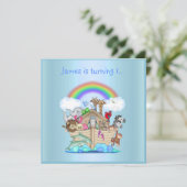 ノアアーク動物の招待ブルー2 招待状 (スタンド正面)