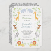 ノアズアークアニマルズ《キリスト教》洗礼式や命名式招待状 招待状 (正面/裏面)