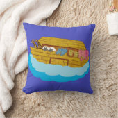 ノアズアークイラストレーションレインボーおもしろいゾウ クッション (ブランケット)