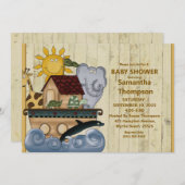 ノアズアークウッドベビーシャワー招待状 招待状 (正面/裏面)