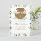 ノアズアークグリーンリーバプテスマ《キリスト教》洗礼式や命名式ニュートラル 招待状 (スタンド正面)