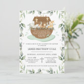 ノアズアークグリーンリーバプテスマ《キリスト教》洗礼式や命名式ニュートラル 招待状 (スタンド正面)