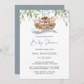 ノアズアークグリーンリーベビーシャワー招待状 招待状 (正面/裏面)