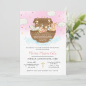 ノアズアークピンクバプテスマ《キリスト教》洗礼式や命名式献身 招待状 (スタンド正面)