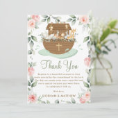 ノアズアークピンクフローラガールバプテスマ《キリスト教》洗礼式や命名式 サンキューカード (スタンド正面)