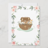 ノアズアークピンクフローラガールバプテスマ《キリスト教》洗礼式や命名式 サンキューカード (裏面)