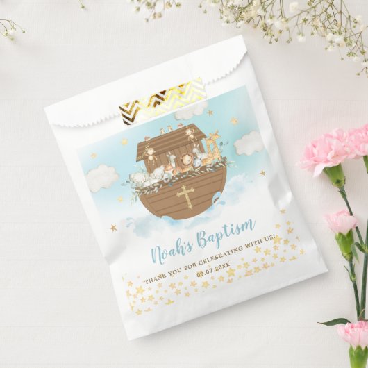 ノアズアークブルーバプテスマ《キリスト教》洗礼式や命名式1st Birthday フェイバーバッグ (封をした状態)