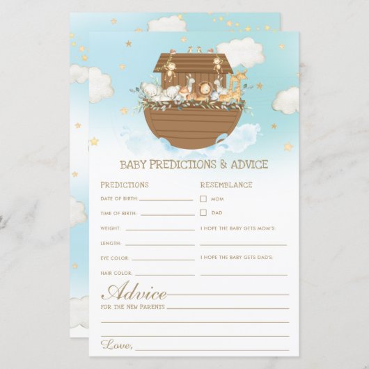 ノアズアークブルーボーイベビー予測とアドバイスゲーム (正面/裏面)