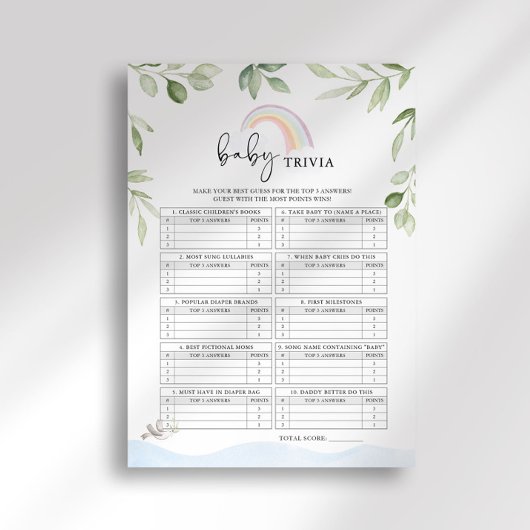 ノアズアークベビーシャワーベビートリビアゲーム 招待状