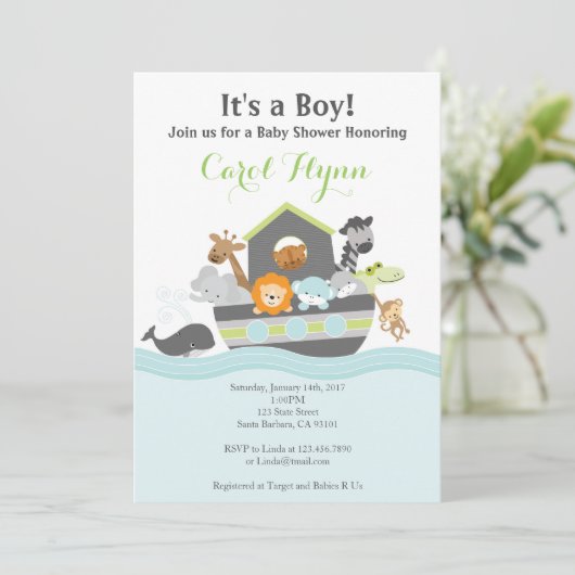 ノアズアークベビーシャワー招待状 招待状 (スタンド正面)