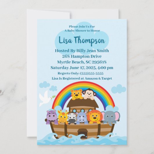ノアズアークベビーシャワー招待状 招待状 (正面)