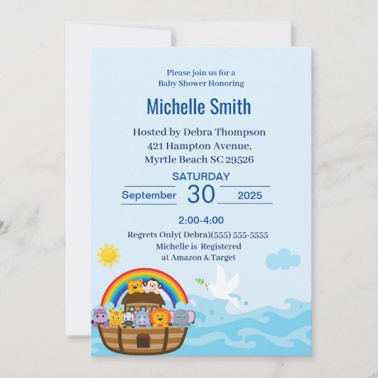ノアズアークベビーシャワー招待状 招待状 (正面)