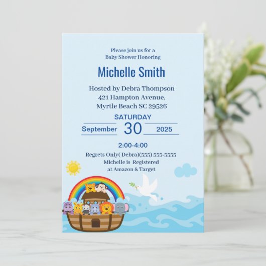 ノアズアークベビーシャワー招待状 招待状 (スタンド正面)