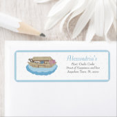 ノアズアークベビーブルー男の赤ちゃんシャワー招待状 ラベル (インサイチュ)