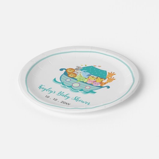 ノアズアークボーイベビーシャワー紙プレート ペーパープレート (アングル)