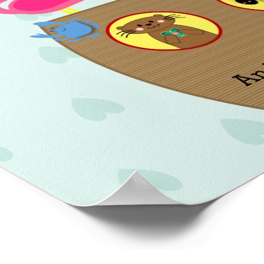 ノアズアークレインボーパーソナライズされたベビー誕生 ポスター (角)