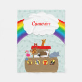 ノアズアークレインボーパーソナライズされた フリースブランケット (正面)