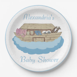 ノアズアーク男の赤ちゃんブルーベビーシャワー ペーパープレート