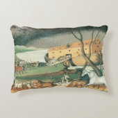 ノアズアークbyエドワード・ヒックスヴィンテージフォークアート アクセントクッション (正面)