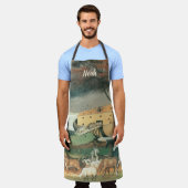 ノアズアークbyエドワード・ヒックスヴィンテージフォークアート エプロン (着用した状態)