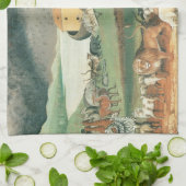 ノアズアークbyエドワード・ヒックスヴィンテージフォークアート キッチンタオル (折り畳み)