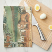 ノアズアークbyエドワード・ヒックスヴィンテージフォークアート キッチンタオル (四つ折り)