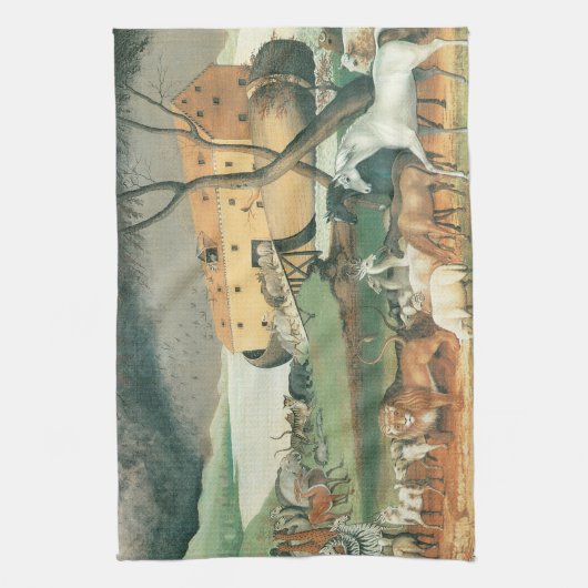 ノアズアークbyエドワード・ヒックスヴィンテージフォークアート キッチンタオル (縦)