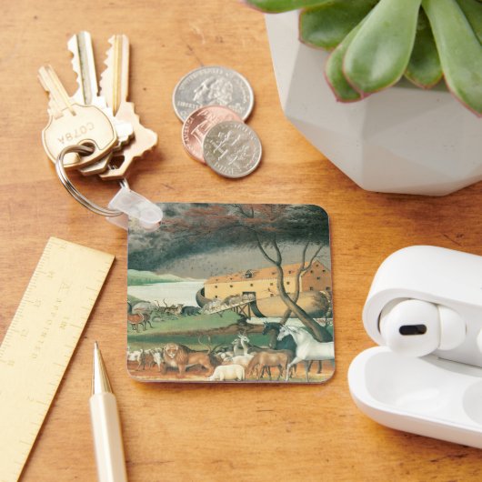 ノアズアークbyエドワード・ヒックスヴィンテージフォークアート キーホルダー (デスク)