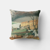 ノアズアークbyエドワード・ヒックスヴィンテージフォークアート クッション (正面)