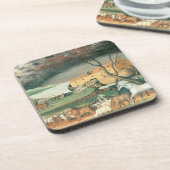 ノアズアークbyエドワード・ヒックスヴィンテージフォークアート コースター (左側)