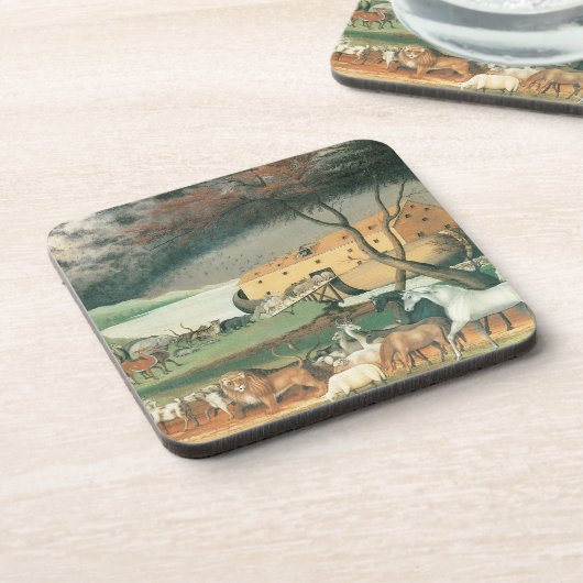 ノアズアークbyエドワード・ヒックスヴィンテージフォークアート コースター (左側)
