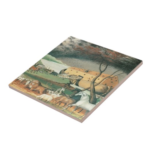 ノアズアークbyエドワード・ヒックスヴィンテージフォークアート タイル (側面)