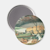 ノアズアークbyエドワード・ヒックスヴィンテージフォークアート マグネット (正面/裏面)