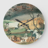 ノアズアークbyエドワード・ヒックスヴィンテージフォークアート ラージ壁時計 (正面)