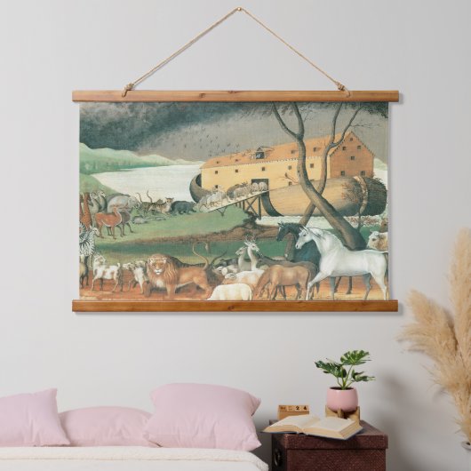ノアズアークbyエドワード・ヒックスヴィンテージフォークアート 吊り下げ型タペストリー (寝室)