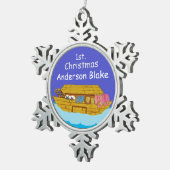 ノアパーソナライズされたのアークベビー第1クリスマス スノーフレークピューターオーナメント (右)