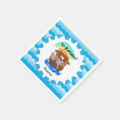 ノアパーソナライズされたの箱舟の最初の誕生日紙ナプキンス スタンダードカクテルナプキン (角)
