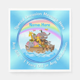 ノアパーソナライズされたの箱舟ナプキンス、ノアの箱舟パーティー スタンダードランチョンナプキン