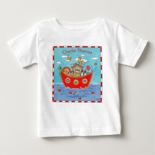 ノアパーソナライズされたの箱舟 ベビーTシャツ (正面)