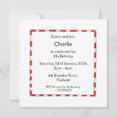 ノアパーソナライズされたズアーク誕生日招待状 (裏面)